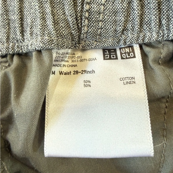 UNIQLO Chambray Linen Blend Elastic Waist Drawstring Pull-on Cuffed Shorts Sz M - Picture 6 of 6
